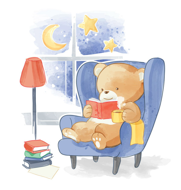 沙发上看书的熊