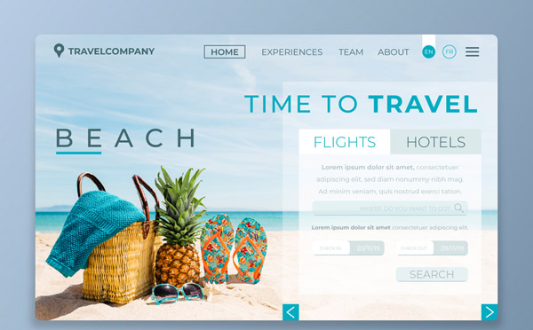 沙滩旅行网站登陆页