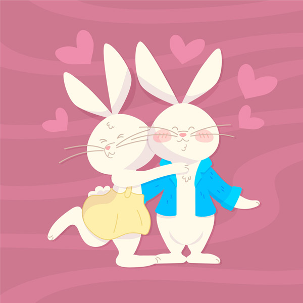 可爱白兔情侣