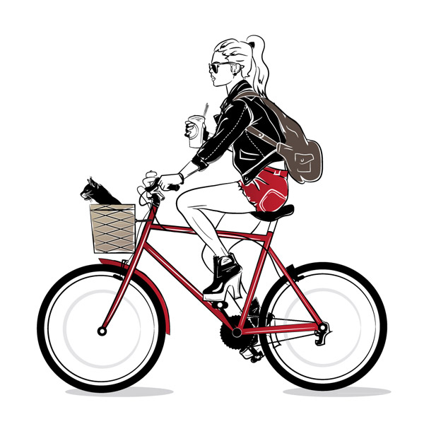 骑单车的女子