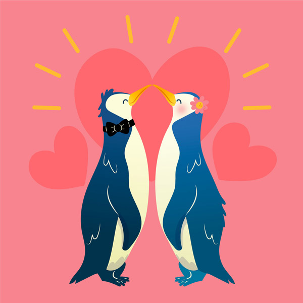 企鹅情侣和爱心