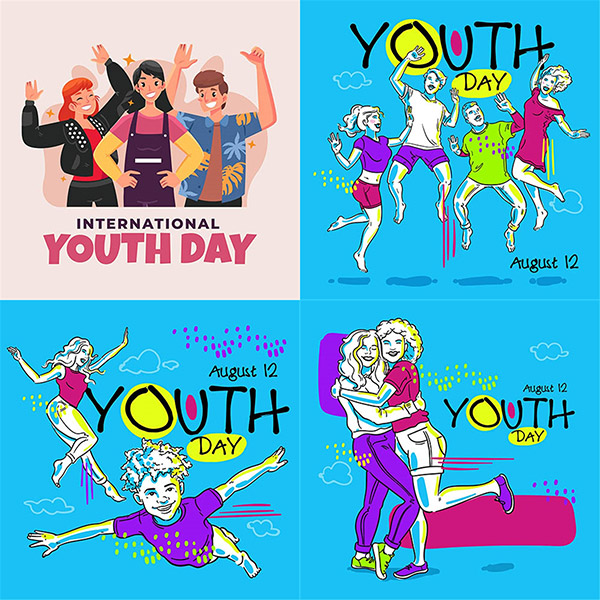 扁平化国际青年日插画