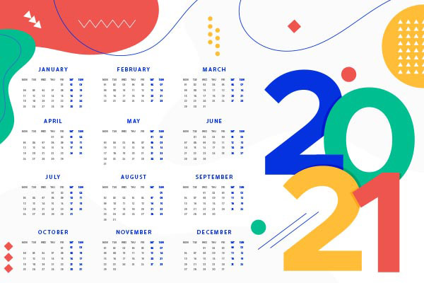 关键词: 2021新年日历矢量设计,2021日历,新年日历,日历设计,日历模板