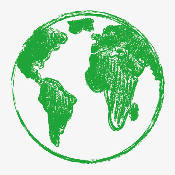 矢量绿色蜡笔画地球