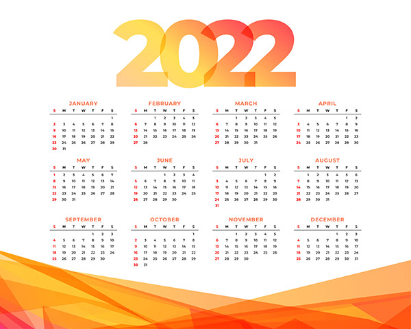 2022日历矢量模板