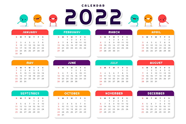 2022炫彩日历模板