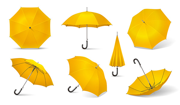 黄色雨伞矢量