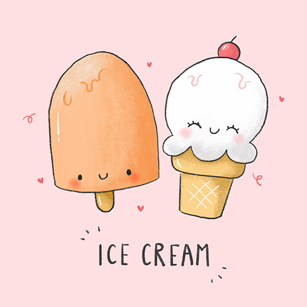 可爱的卡通手绘冰淇淋