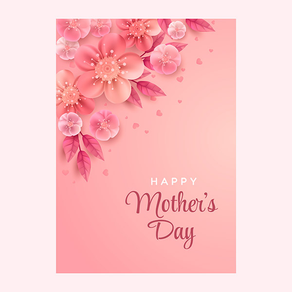 母亲节粉色花卉海报