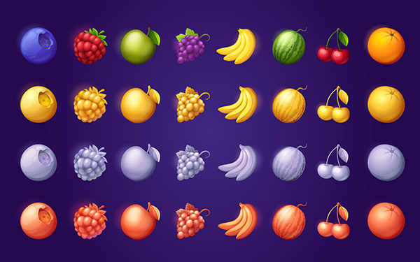 多彩水果图标矢量