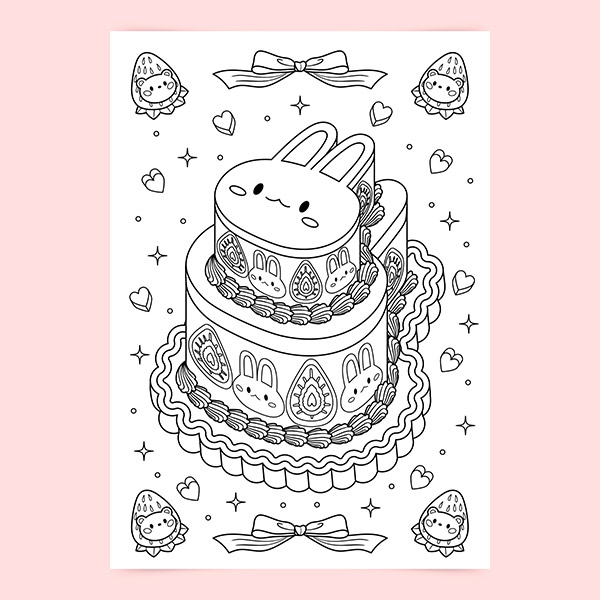 线描卡通生日蛋糕