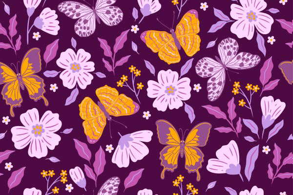 紫色蝴蝶花纹背景