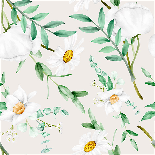 白色花卉无缝图案