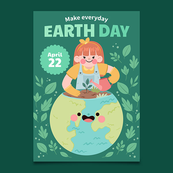 世界地球日插图海报