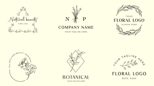 线描自然植物标签
