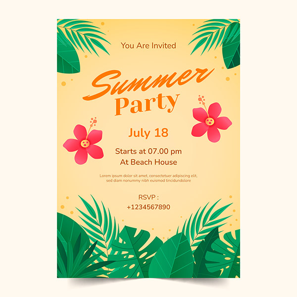 夏日热带派对矢量海报