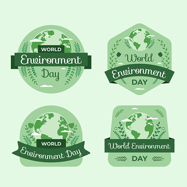 手绘世界环境日标签