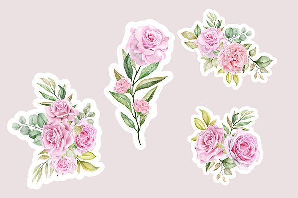 粉色玫瑰花矢量贴纸