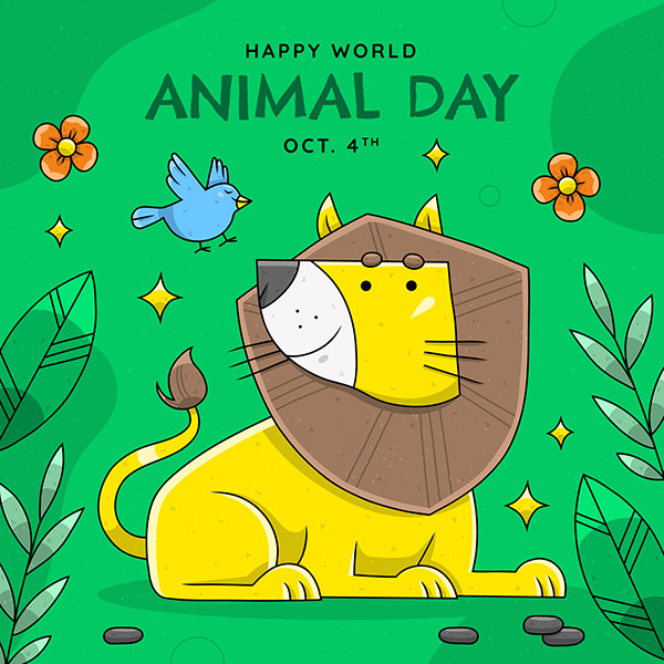 世界动物日庆典卡通插画