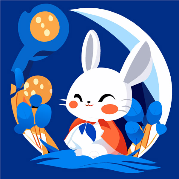 中秋节小兔子插画