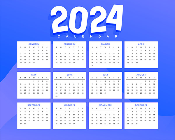 2024新年日历矢量