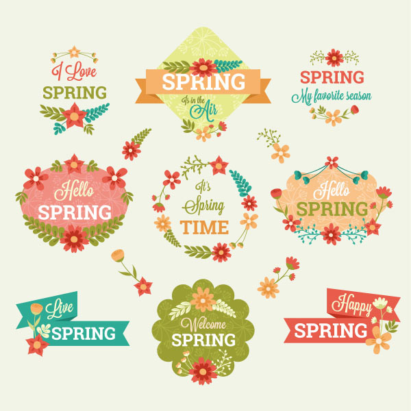 春季花卉装饰标签