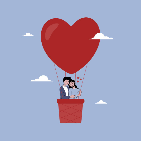 浪漫情侣热气球插图