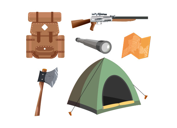 露营狩猎用具元素