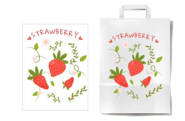 草莓元素水果纸袋