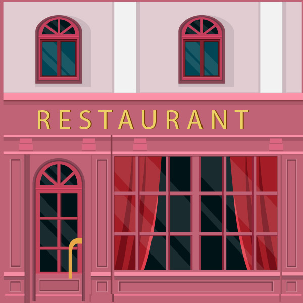 粉色餐厅外观矢量