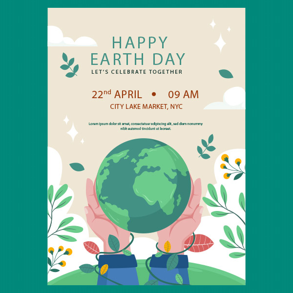 快乐地球日环保海报
