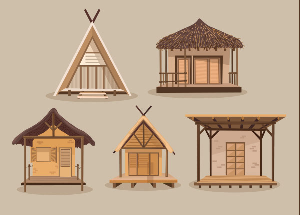 木制帐篷建筑草图