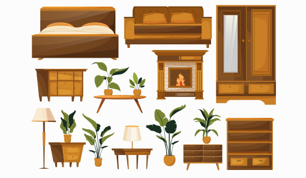 古典风格木质家具矢量
