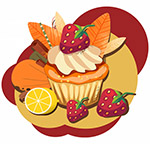 草莓杯子蛋糕甜品插画