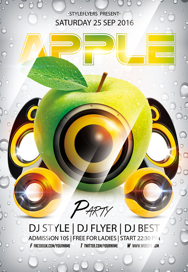 酒吧苹果派对海报