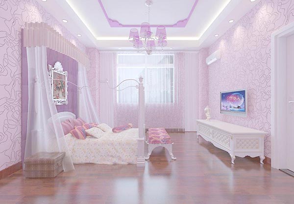粉色卧室模型