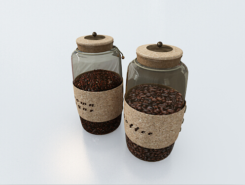 咖啡豆玻璃罐模型
