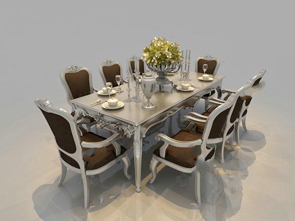 欧式餐桌家具模型