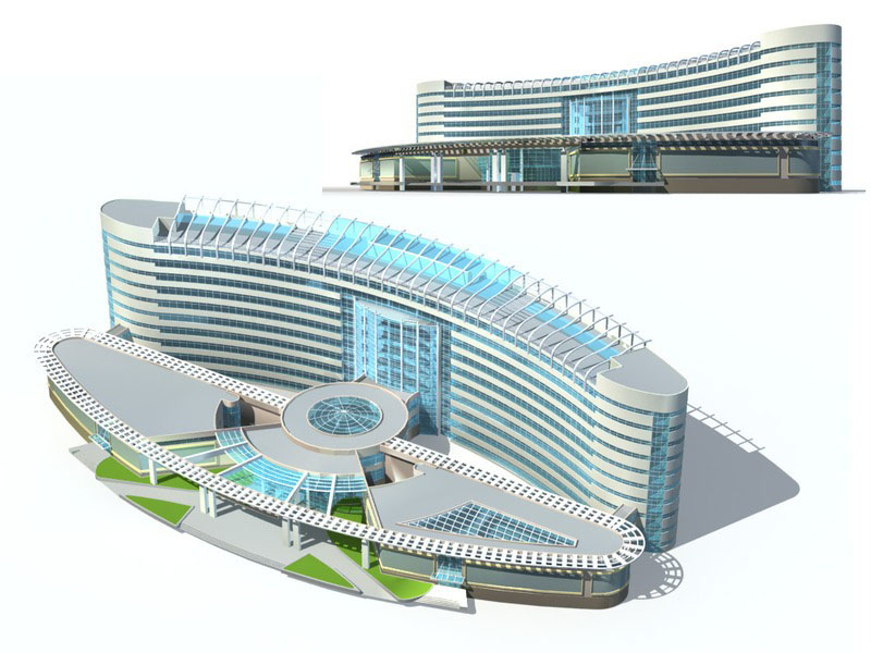 弧形公建建筑模型
