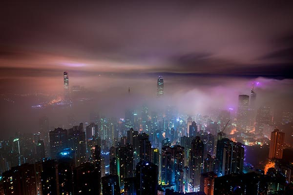 香港云雾夜景