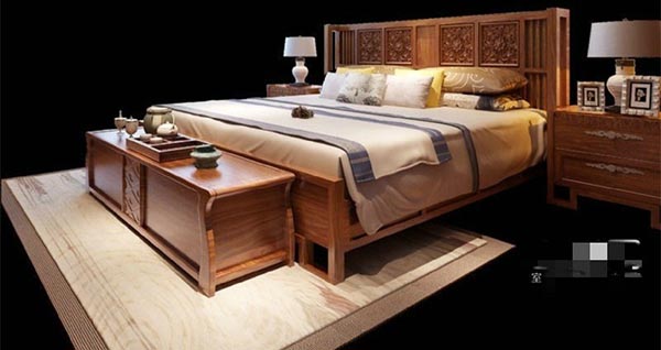 新中式床具模型