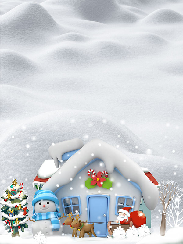 白色圣诞雪屋背景