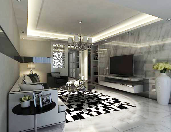 白色客厅3d模型