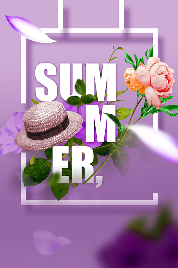 紫色唯美夏季海报