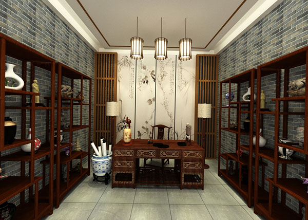 中式书法室模型