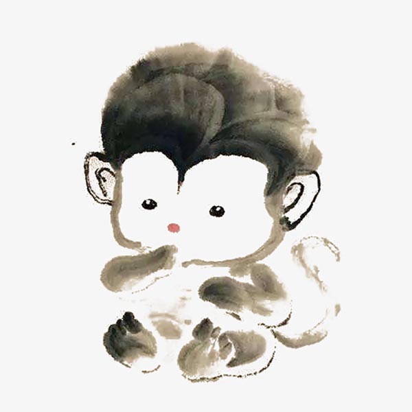 水墨可爱小猴子