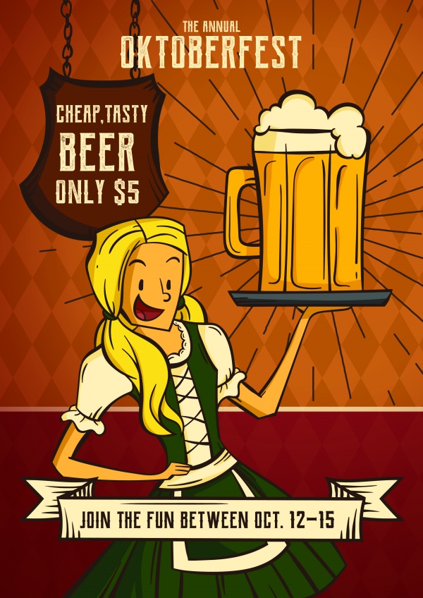 啤酒节漫画海报