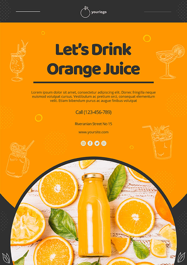 橙汁海报模板