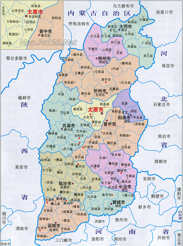 山西省行政区划简图