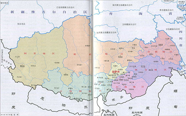西藏行政区划简图